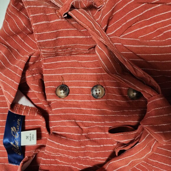 Blue Rain Orange Pinstripe High Rise Tie Front Wide Leg Pants - Picture 5 of 7